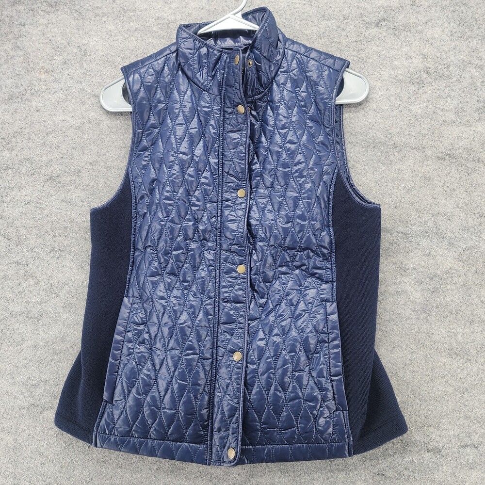 Talbots Vest Womens Small Full Zip Quilted Blue Sleeveless